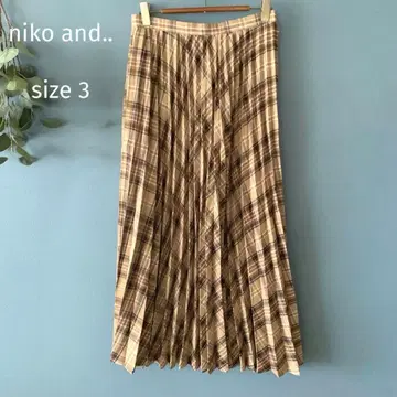 niko and.. 플리츠 체크 롱 스커트 가을/겨울 베이지