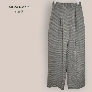 모노마트 MONO-MART 하이웨스트 와이드 팬츠 체크 그린 계열 밴딩