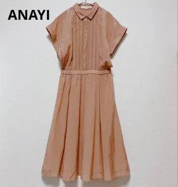 ANAYI 아나이 핀턱 셔츠 원피스 핑크 베이지 36