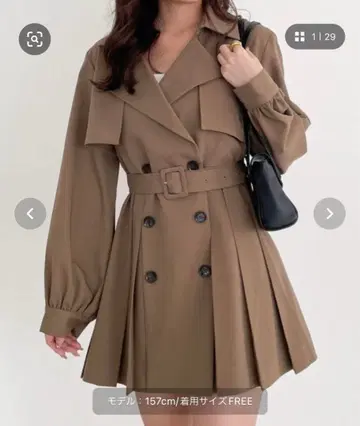 Heather 헤더 플리츠 트렌치 미니 원피스 베이지