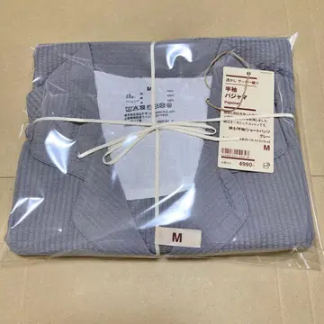 무인양품 시스루 축구 직조 반팔 파자마 남성용 반팔 그레이 M 사이즈