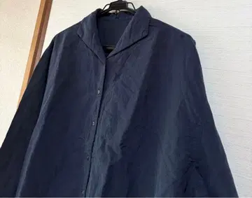 nest Robe 네이비 린넨 오우미 가공 오픈 카라 셔츠