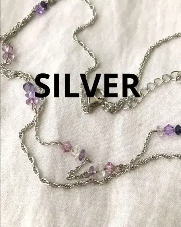 빈티지 자수정 실버 비즈 목걸이 SILVER