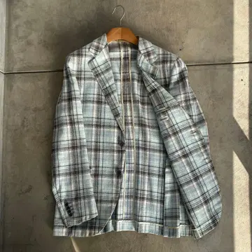 Camoshita UNITED ARROWS 실크 체크 자켓 그린