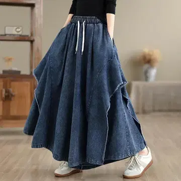 데님 와이드 팬츠 빅 사이즈 새상품 봄/여름 루즈핏 스커트풍