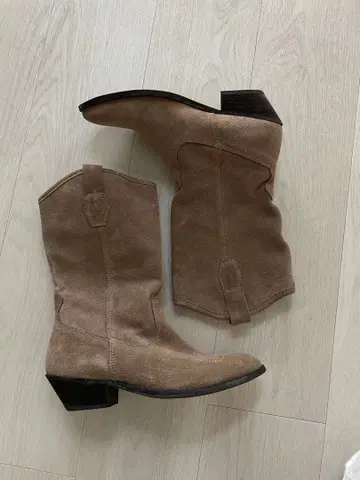 베이지 스웨이드 웨스턴 부츠 37/24cm