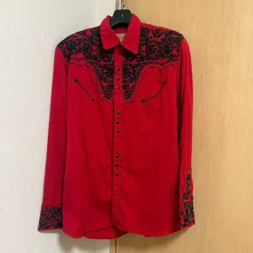 Scully 레드 자수 웨스턴 셔츠 M