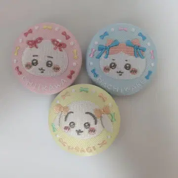 치이카와 자수 캔뱃지 2종 치이카와 하치와레 토끼 3점 세트