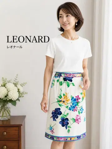 LEONARD 레오나르 플라워 프린트 타이트 스커트 L