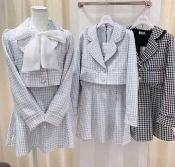 최저가 evelyn 셋업 아이스 그레이 트위드