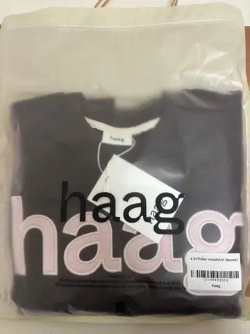 [새상품] 한국 브랜드 haag(헤이그) 브라운 맨투맨 쇼핑백 포함