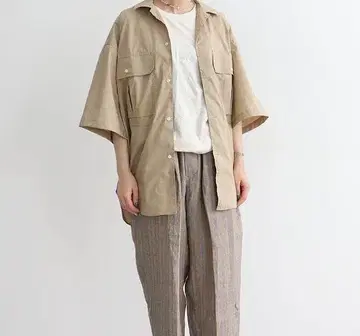 HAVERSACK 린넨 솔로텍스 빅 셔츠 베이지 사이즈 1 여성