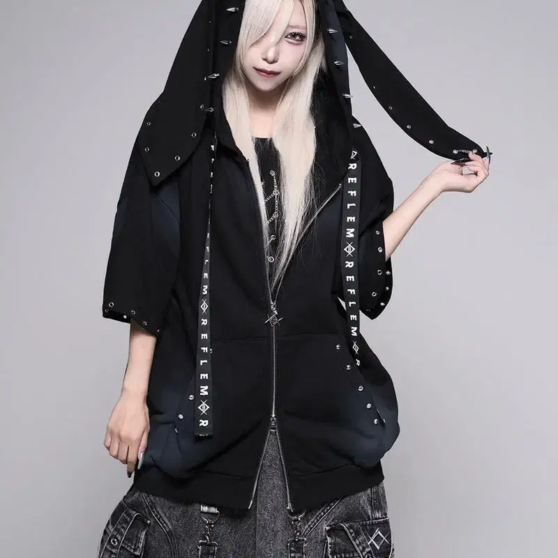 Dimmoire Evil Cat Hooded Zip-up Black | Bunjang Global