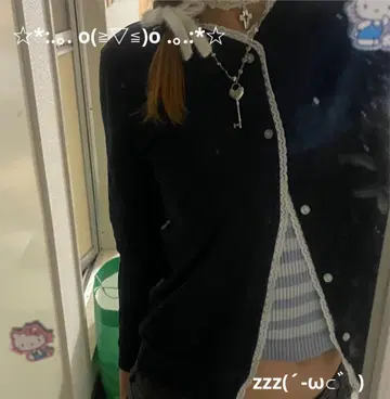 블랙 가디건 긴팔 버튼 y2k 위시코어 모리걸