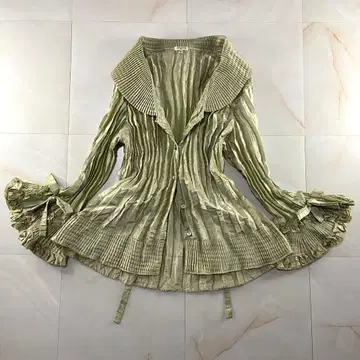 레어 레이스업 플리츠 블라우스 페어리코어 y2k vintage