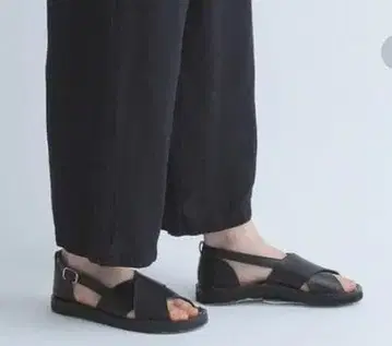 플랜테이션 택 포함 새상품 크로스 가죽 샌들 M 블랙 비브람 밑창