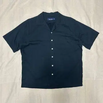Waiper inc. 오픈 카라 셔츠 반팔 레이온 코튼 블랙 S