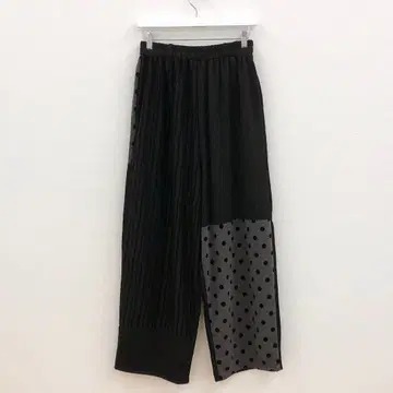 안티카 트리 카페 와이드 팬츠 도트 절개 플리츠 블랙 L