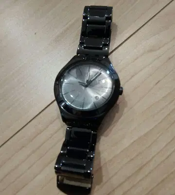 Swatch 블랙 메탈 밴드 아날로그 손목시계