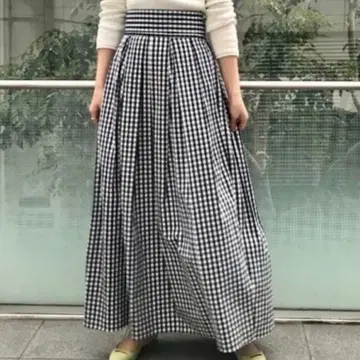 Demi-Luxe BEAMS 깅엄 체크 롱 스커트 2.3만 벨트