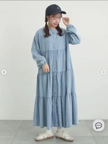 [ 사만사 모스치노 ] 데님 티어드 원피스 색스 M