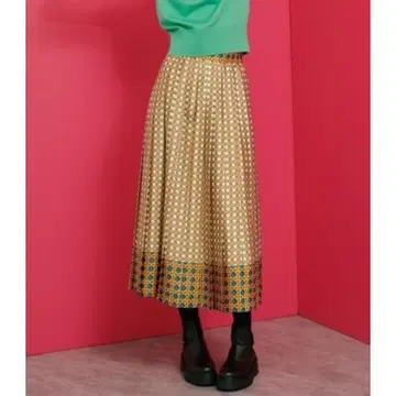 24AW LOULOU WILLOUGHBY 바스켓 프린트 플리츠 스커트
