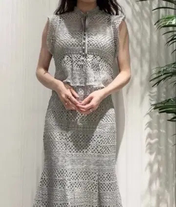 SNIDEL 레이스 보타이 블라우스 헴 플레어 레이스 원피스 MNT