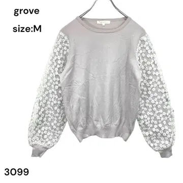 그로브 grove 셔츠 상의 레이스 긴팔 M 꽃무늬 멋스러운