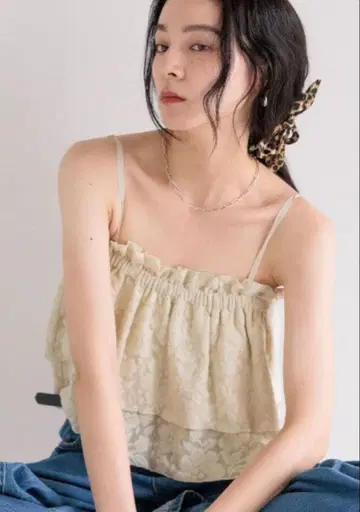 LOWRYSFARM 레이스 자카드 뷔스티에 아이보리