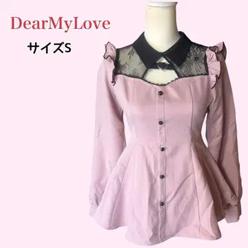 DearMyLove 레이스 요크 하트 초커 페플럼 블라우스 S