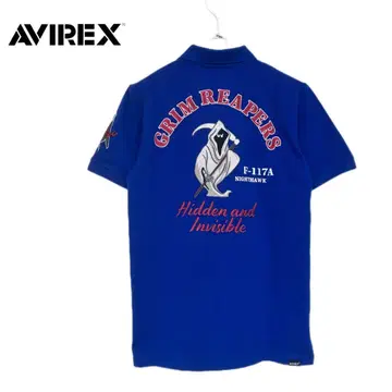 AVIREX 아비렉스 그림리퍼즈 반팔 피케 셔츠 전체 자수