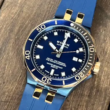 [새상품급] EDOX 돌핀 다이버 데이트 300m 방수 자동 와인딩 블루