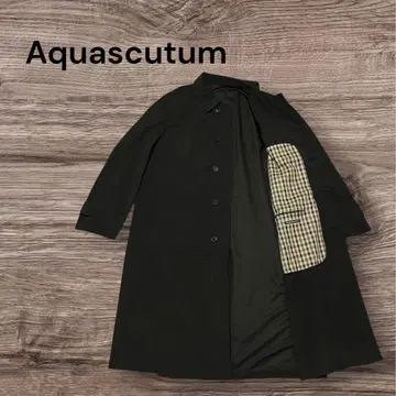 영국제 Aquascutum 아쿠아 스큐텀 스텐카라 코트 블랙 롱 L