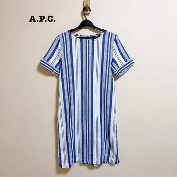 A.P.C. 벨트 스트라이프 원피스 36 블루 화이트