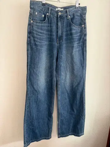 LOW CLASSIC 블루 와이드 레그 데님