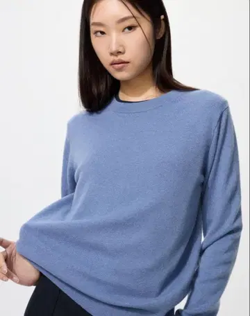 캐시미어 크루넥 스웨터 블루 유니클로