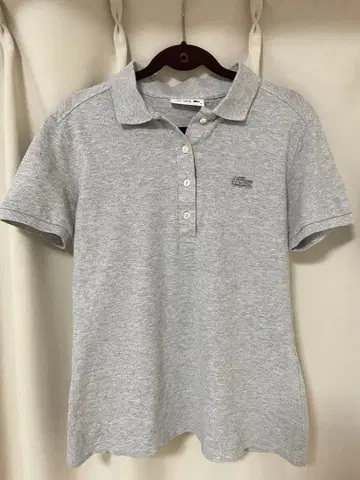 LACOSTE 피케 셔츠 여성용 실버 악어 size 34