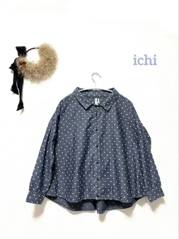 ichi 코튼 셔츠 블라우스 도트