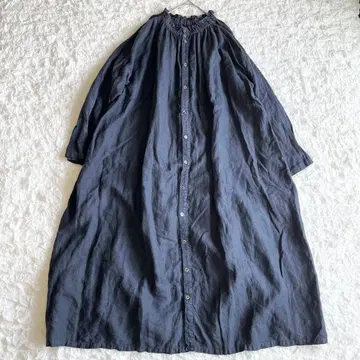 인기 nest robe 린넨 개더 프릴 넥 칼라 원피스