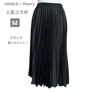 UNIQLO x Theory 블랙 스커트 M 사이즈 허리밴딩 미 실루엣