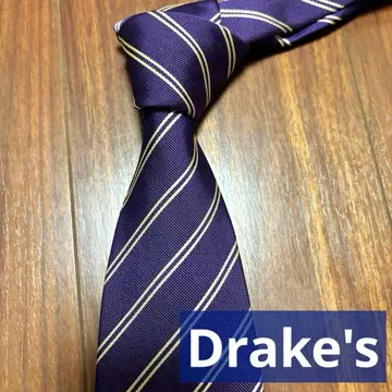 Drake's 실크 보라색 스트라이프 넥타이