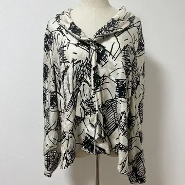 해외 구제 의류 레어 빈티지 여성용 긴팔 블라우스 실크 XL~2XL