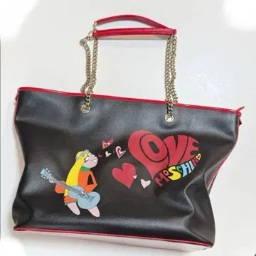 LOVE MOSCHINO 아트 프린트 토트백 빨간색 정품