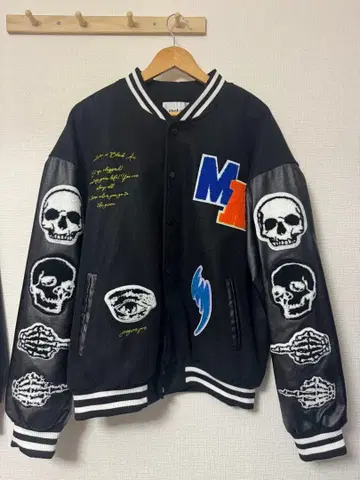 Black air 스컬 자수 바시티 자켓 XXL 2XL