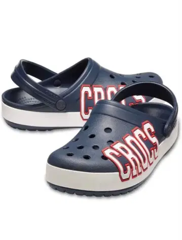 Crocs 크록밴드 로고 샌들 네이비