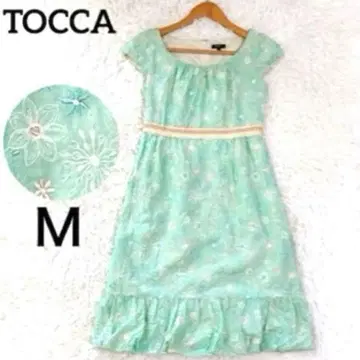 TOCCA 토카 자수 원피스 M 민트 그린 꽃무늬 코튼 플레어