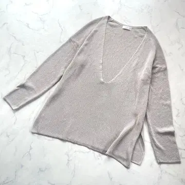 새상품급 리브 드와 페이퍼얀 플랜지 니트 그레이지 루즈핏 봄/여름