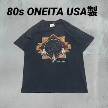 80s ONEITA USA제 그랜드 캐니언 반팔 T셔츠 블랙 L
