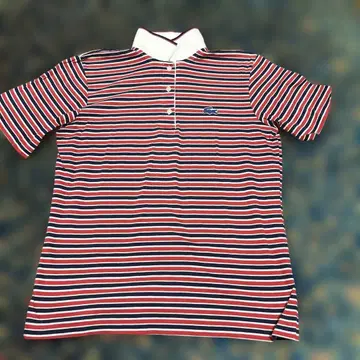 빈티지 LACOSTE 빨흰 스트라이프 피케 셔츠 36