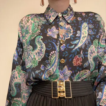 ZARA 실크 느낌 광택 올 패턴 패턴 셔츠 자라 오버 사이즈 빅 루즈